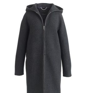 J Crew stadium-cloth Italian wool coat dark grey